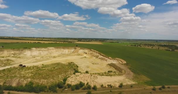 Aerial View Sand Pit Illegal Sand Mining Lowland Excavators Backdrop — Stock Video