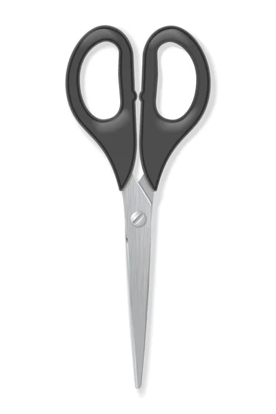 Realistic Scissors Black Handles Professional Hobby Tool Detailed Graphic Design — Stock Vector