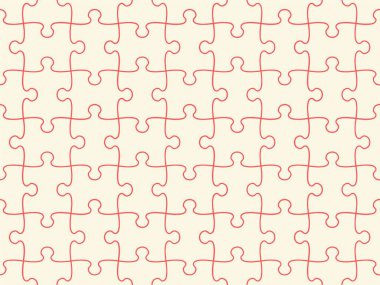 Tamamlanmış yapboz parçaları ızgarasının kusursuz deseni. Vektör illüstrasyonu