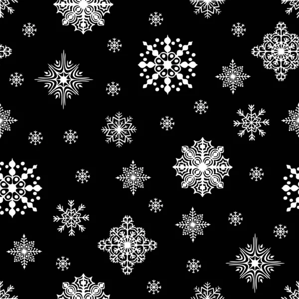 Christmas Seamless Pattern Snow Flakes Backdrop Tileable Background Winter Holidays — Stock Vector