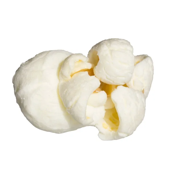 Egy Popcorn Elszigetelt Fehér Zár Megjelöl Szemcsésedik — Stock Fotó