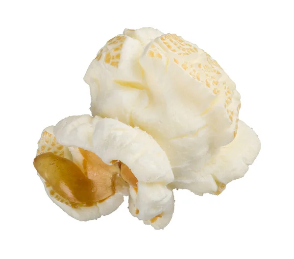 Einzelne Popcornsaat Makroaufnahme Von Gesalzenem Oder Karamellfarbenem Popcorn Isoliert Auf — Stockfoto