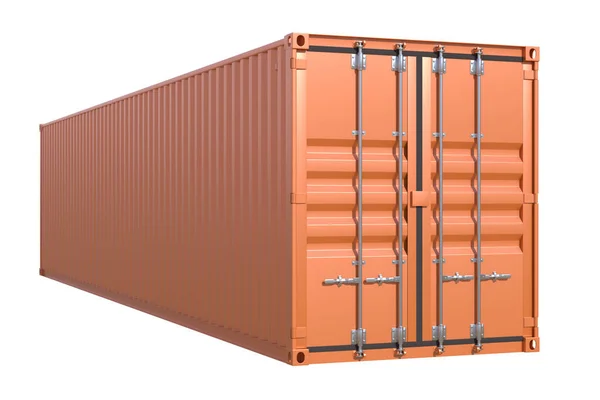 船貨物コンテナ40フィートの長さ 茶色の金属貨物箱は白い背景に隔離されています 海上物流 港湾倉庫 輸送輸送コンセプト 3Dイラスト — ストック写真