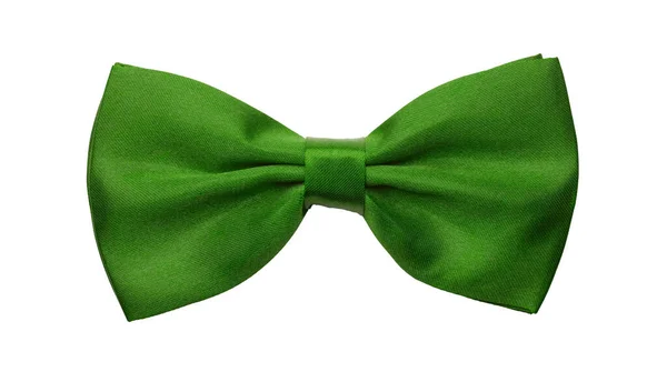 Green Satin Bow Tie Formal Dress Code Necktie Accessory Isolated — Stock Photo, Image