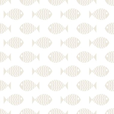 Yüzen karikatür balıklarıyla yatay desenli. Vektör illüstrasyonu