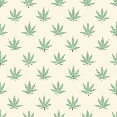 Geometrik yaprak desenli kusursuz marihuana geçmişi. Vektör illüstrasyonu