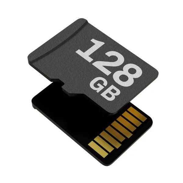 Memory Card 128 Capacity Microsd Flash Storage Disc Isolated White — 스톡 사진