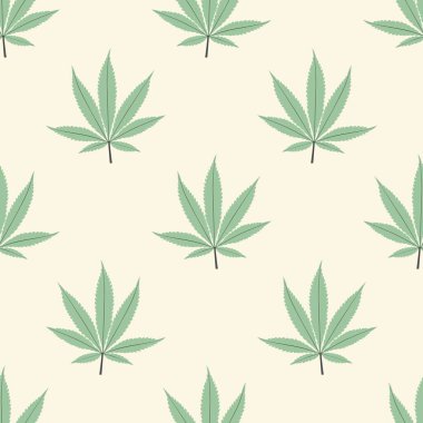 Geometrik yaprak desenli kusursuz marihuana geçmişi. Vektör illüstrasyonu