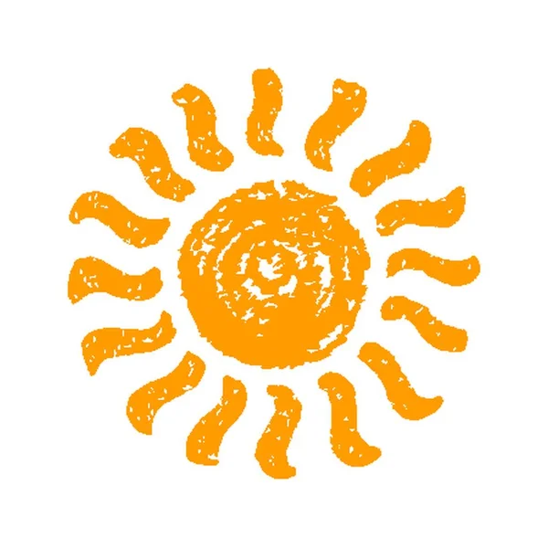 Символ Солнца Ручной Работы Нарисованный Карандашом Выделен Белом Фоне Векторная — стоковый вектор