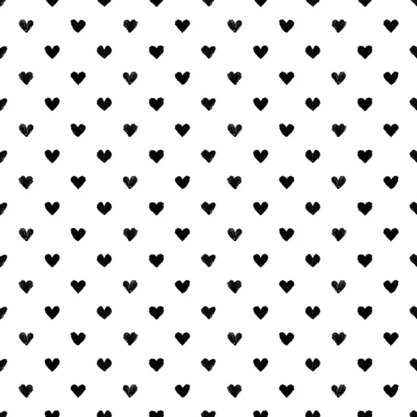 Seamless Pattern Hearts Hand Painted Pastel Crayon Grunge Background Design — Stockvector