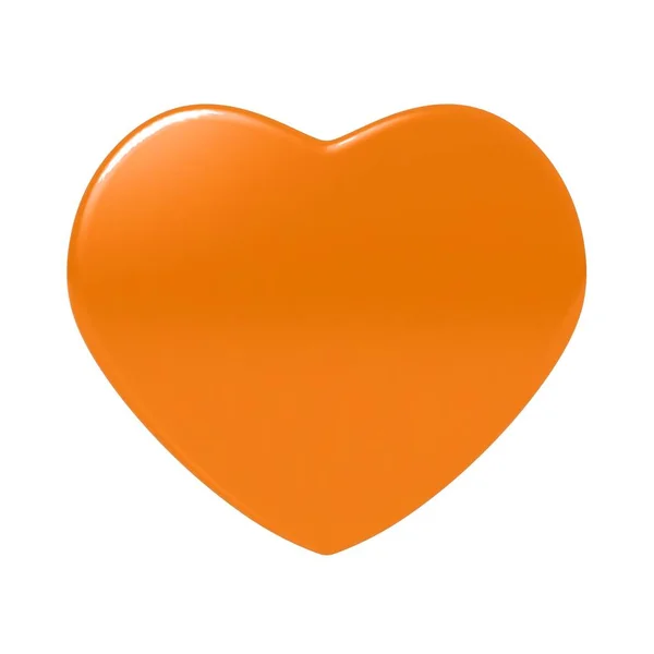 Glossy Orange Heart Isolated White Background Highly Detailed Vector Illustration — Wektor stockowy