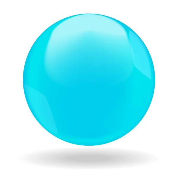 Burbuja Azul Brillante Gota Redonda Aislada Sobre Fondo Blanco Ilustración — Vector de stock