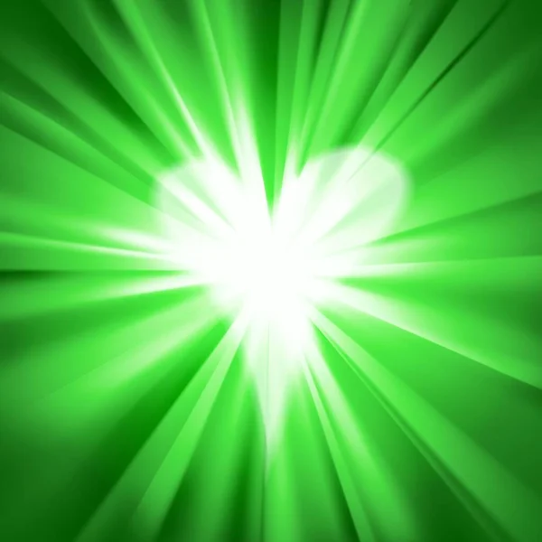 Yellow Green Flare Heart Abstract Romantic Background Glowing Heart Shining — стоковый вектор