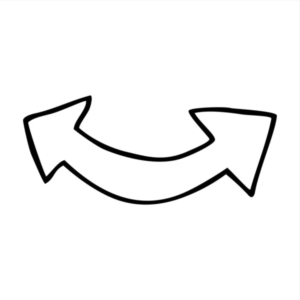 Doodle Simbol Panah Tangan Digambar Dengan Garis Tipis Elemen Desain - Stok Vektor