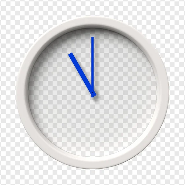 Реалистичные Настенные Часы Одиннадцать Часов Утра Вечера Прозрачное Лицо Голубые — стоковый вектор