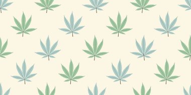 Geometrik yaprak desenli kusursuz marihuana geçmişi. Vektör illüstrasyonu