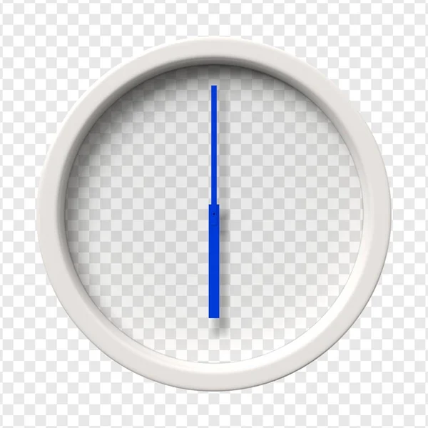 Reloj Pared Realista Seis Mañana Tarde Cara Transparente Manos Azules — Vector de stock