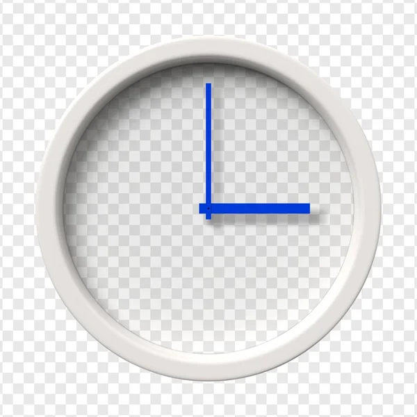 Реалістичний Настінний Годинник Три Години Ранку Прозоре Обличчя Блакитні Руки — стоковий вектор