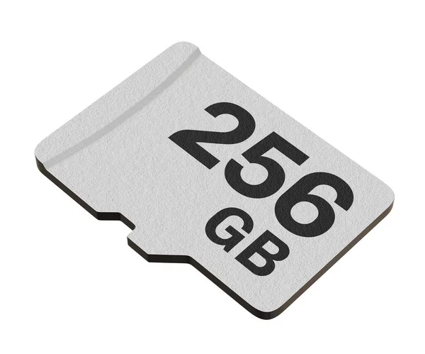 Memory Card 256 Capacity Microsd Flash Storage Disc Isolated White — Zdjęcie stockowe