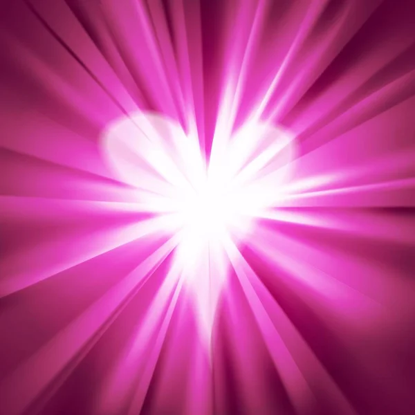 Różowy Rozbłysk Sercem Abstrakcyjne Romantyczne Tło Świecącym Sercem Świecąca Miłość — Wektor stockowy