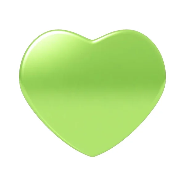 Γυαλιστερό Πράσινο Κίτρινο Καρδιά Απομονώνονται Λευκό Φόντο Εξαιρετικά Λεπτομερής Διανυσματική — Διανυσματικό Αρχείο
