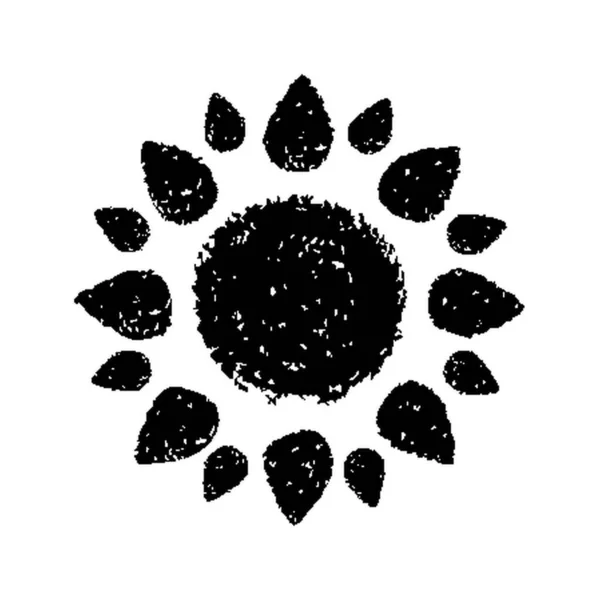 Hand Painted Sun Symbol Hand Drawn Crayon Isolated White Background — Vector de stock
