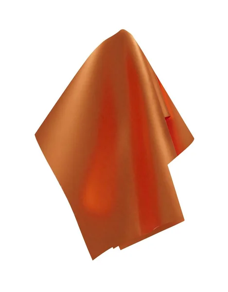 Oranžová Červená Lesklá Látka Kapesník Nebo Ubrus Visící Izolované Bílém — Stockový vektor