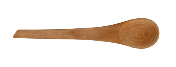 Dřevěná Lžíce Přední Pohled Shora Izolované Bílém Pozadí — Stock fotografie
