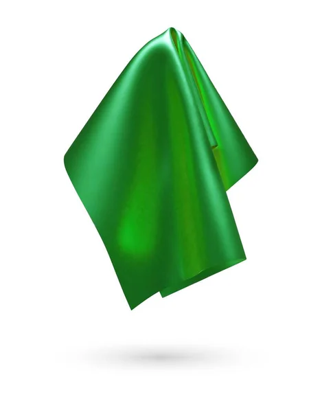 Zelená Lesklá Látka Kapesník Nebo Ubrus Visí Izolované Bílém Pozadí — Stockový vektor