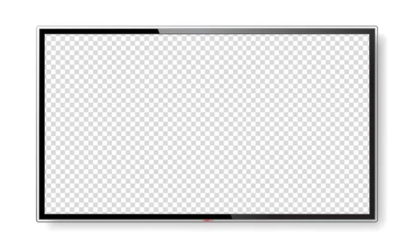 現実的な近代的なテレビ画面のモックアップ白の背景に隔離された 大規模なコンピュータモニタディスプレイ 空白のテレビテンプレート カタログ ウェブサイト モックアップ用のグラフィックデザイン要素 ベクターイラスト — ストックベクタ
