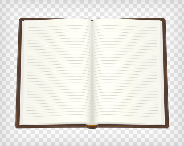 Una Maqueta Cuaderno Agenda Vacía Diario Cuaderno Con Portada Marrón — Vector de stock
