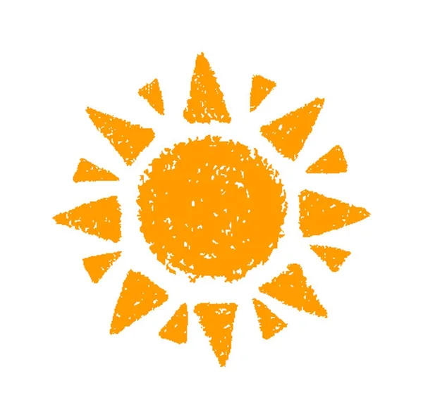 Hand Painted Sun Symbol Hand Drawn Crayon Isolated White Background — Wektor stockowy