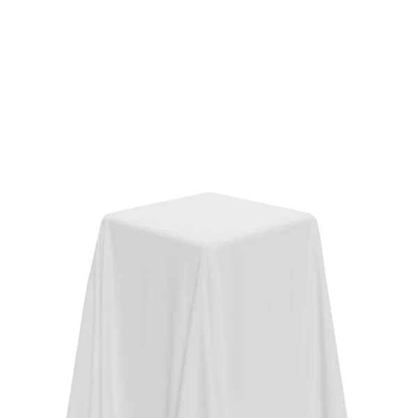 覆盖立方体或矩形形状的白色织物 在白色背景上隔离 可用作产品展台 遮阳台等 矢量说明 — 图库矢量图片