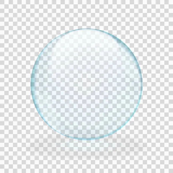 Esfera Translúcida Azul Bolha Redonda Com Clarões Transparência Mostrada Fundo — Vetor de Stock