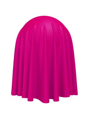 Ball or sphere covered with pink fabric material, isolated on white background. Surprise, award and presentation concept, revealing hidden object or raising the curtain. Vector illustration