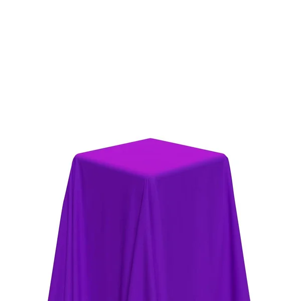 Фіолетова Тканина Покриває Куб Або Прямокутну Форму Ізольована Білому Тлі — стоковий вектор