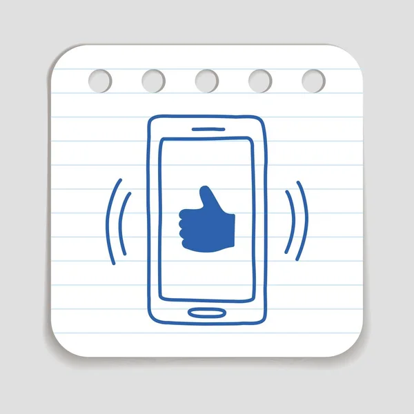 Gekritzeltes Handy Symbol Blaues Handgezeichnetes Infografik Symbol Auf Einem Notizblock — Stockvektor