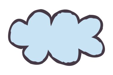 Kara bulutlar. Beyaz arka planda izole edilmiş renkli el çizimi hava sembolü. Vektör illüstrasyonu