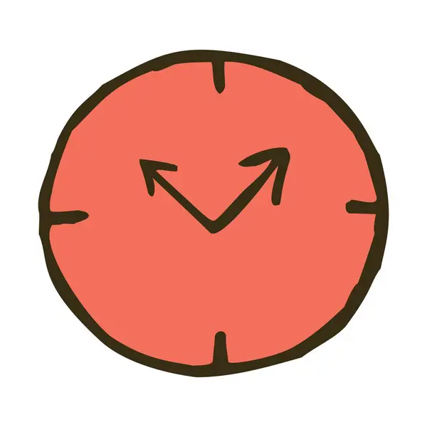 Doodle Красочные Настенные Часы Иконка Рука Нарисована Тонкой Линией Минималистическом — стоковый вектор