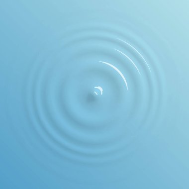 Su damlası ya da yağmur damlası su yüzeyinin arka planına düşer, yansıma ile sıçrayan yuvarlak dalgalanmalar yaratır. Üst Manzara. Vektör illüstrasyonu