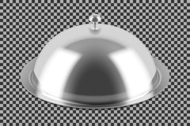 Şeffaf arka planda kapalı kapaklı restoran saati. Gerçekçi vektör illüstrasyonu