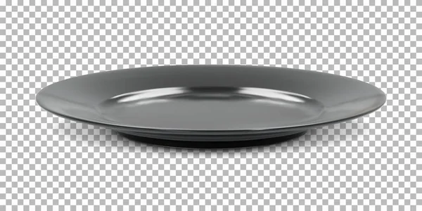 Schwarze Runde Leere Platte Seitenansicht Mit Transparentem Schatten Vektorillustration — Stockvektor