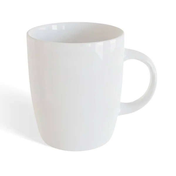 光沢のある白い茶かコーヒー カップまたは白い背景の影が付いているマグ 現実的なベクトルイラスト — ストックベクタ