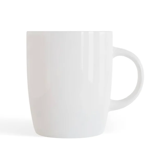 Fényes Fehér Tea Vagy Kávéscsésze Vagy Bögre Árnyékos Fehér Háttérrel — Stock Vector