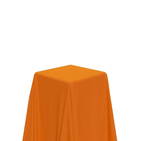 Orange Tyg Som Täcker Kub Eller Rektangulär Form Isolerad Vit — Stock vektor