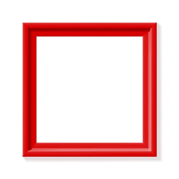 Rode Vierkante Fotolijst Minimalistisch Gedetailleerd Fotorealistisch Kader Grafisch Vormgevingselement Voor — Stockvector