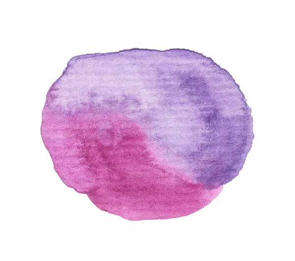 Hand painted watercolor blob on textured paper isolated on white background