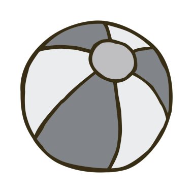 Doodle plaj topu. Beyaz arka planda el çizimi plaj oyuncağı sembolü. Vektör illüstrasyonu