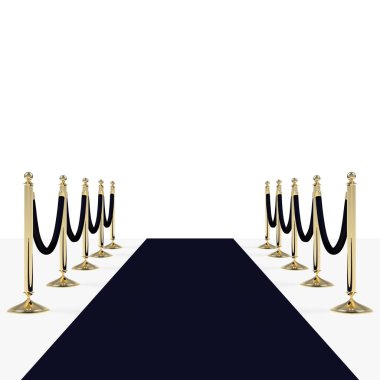 Siyah halı ve altın ipler. Vektör illüstrasyonu beyaz arkaplanda izole edildi