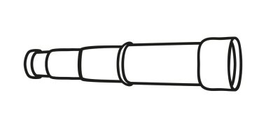 Spyglass sembolü, basit bir taslak siluet simgesi. Vektör illüstrasyonu beyaz arkaplanda izole edildi